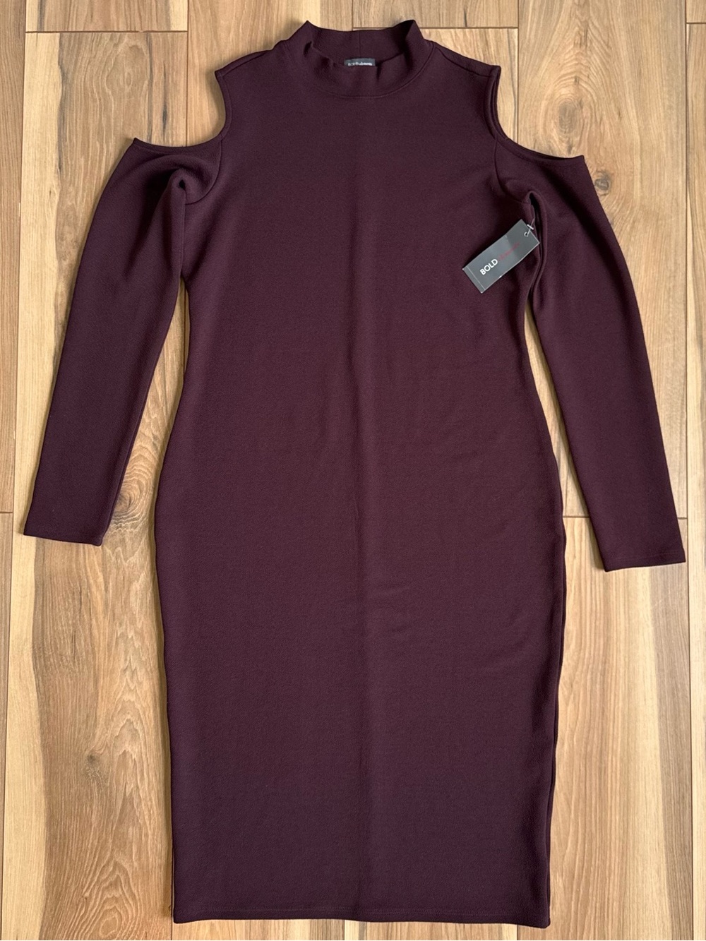 Bold Elements Rum Raisin Cold Shoulder Midi Dress NWT Size L
